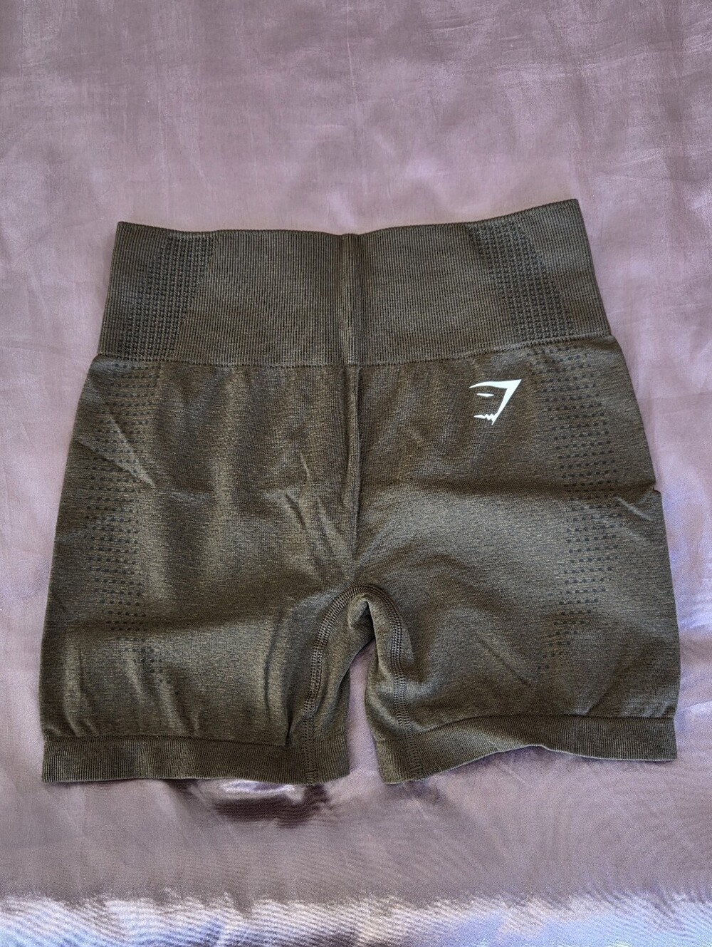 Gymshark Vital Seamless 2.0 High Waist Workout Shorts Brown Olive Marl Size S